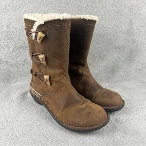 UGG Kona Toggle Mid Calf Boots Womens Size 8 Brown Leather Sherpa Lined 5156